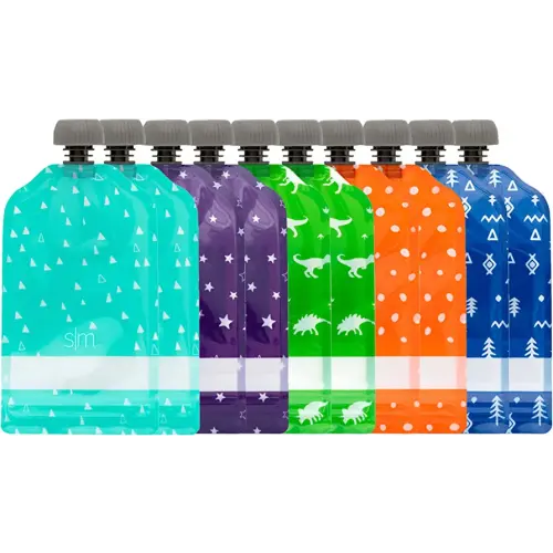 Simple Modern Reusable Baby Food Pouches for Toddlers | BPA Free Plastic, Food Safe, Freezer Safe | Refillable for Applesauce Yogurt & Puree Squeeze Pouch | 10 pack | 5oz | Assorted