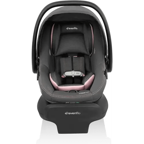 Evenflo LiteMax NXT Rear-Facing Lightweight Preemie and Infant Car Seat 3-30lbs. with SensorSafe. Easy Install with Base (Primrose Pink)