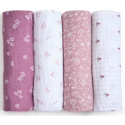 aden + anais heritage floral organic cotton muslin swaddles 4 pack