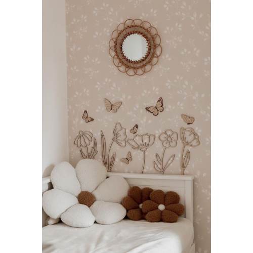 Wooden Flowers Butterflies Wanddeko Fleurs Murales Boho Nursery Deko Chambre Bébé Geschenk Handmade Décoration Bois