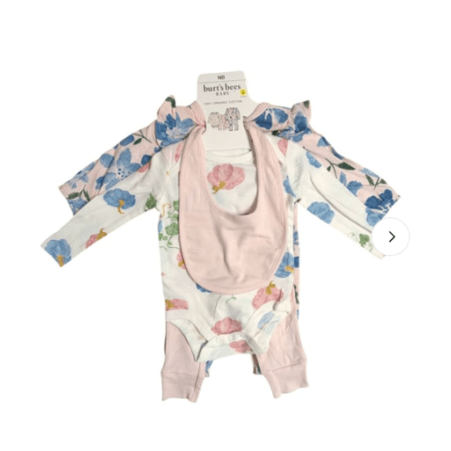 Floral - Burt's Bees Baby Toddler Girl Organic Cotton 4-Piece Layette Playwear (3 Months)