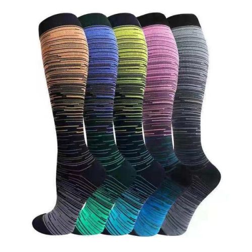 Swtroom 5 Pairs Tapered Mixed Colors Compression Socks for Women for Outdoor Athletic