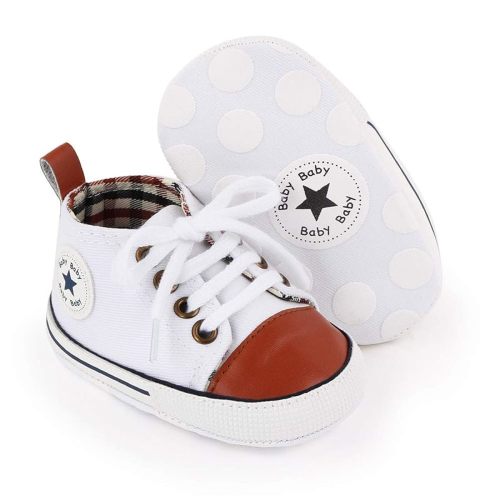 Unisex Baby Boys Girls Shoes, Newborn Infant Non-Slip Canvas Denim High Top Sneakers, Toddler First Walkers Shoes