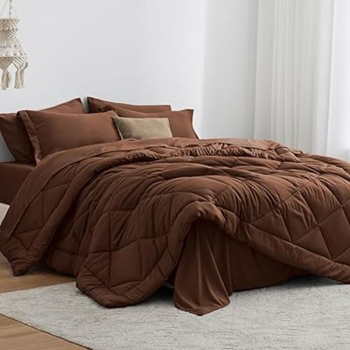 Love's cabin Twin Comforter Set Black, 5 Pieces Twin Bed in a Bag, All Season Twin Bedding Sets with 1 Comforter, 1 Flat Sheet, 1 Fitted Sheet, 1 Pillowcase and 1 Pillow Sham