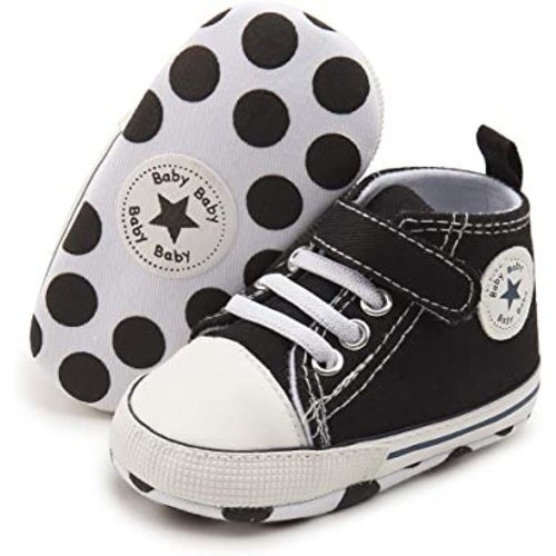 KIDSUN Unisex Baby Boy Girl Canvas Sneaker Soft Sole Infant Lace up Newborn Ankle Toddler First Walkers Crib Shoes