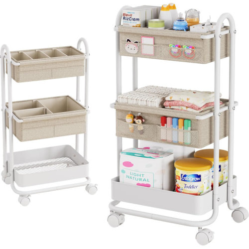 Modanais Baby Diaper Caddy Organizer Cart And Storage - 3 Tier Rolling Storage Cart With Wheels, Baby Essentials For Nursery Storage, Detachable Dividers - For Crib, Bedroom, Art & Craft Organizer | Wayfair