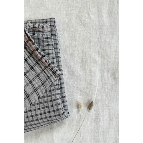 Reversible cotton gauze with check print - GOTS certified - sold by the metre