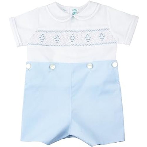 Feltman Brothers Blue White Smocked Bobbie Suit Boys Christening Outfit 9M