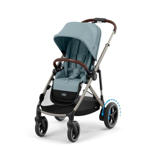 Cybex e-Gazelle S Electronic Assist Stroller – Gazelle S Single-to-Double Electric Stroller, Smart Assist, Rocking Mode, 20+ Configurations & Compact Fold, Stormy Blue with Taupe Frame