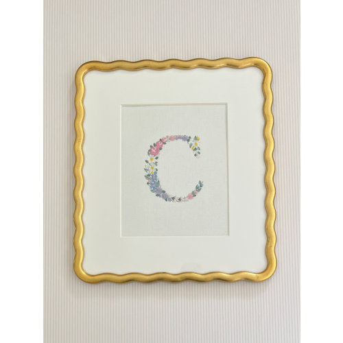 Custom Embroidered Floral Initial Art