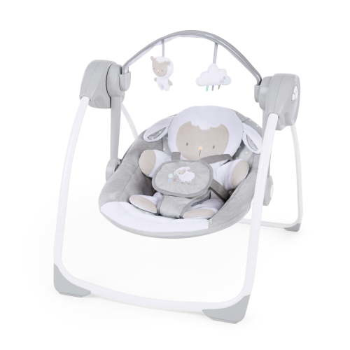 Ingenuity Comfort 2 Go Portable Travel Electric Baby Swing, Compact & Collapsible, Cuddle Lamb, Gray