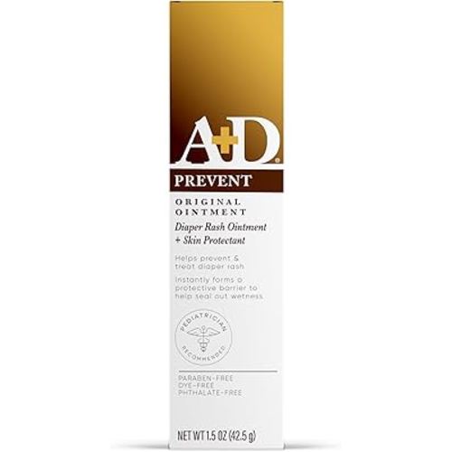 A+D Original Diaper Rash Ointment - Prevents & Protects Against Diaper Rash - Moisturizing Skin Protectant With Vitamins A & D - Healing Skin Ointment for Dry and Cracked Skin - 1.5oz