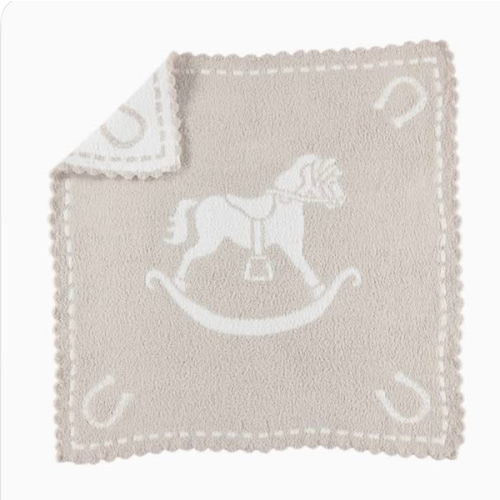 Barefoot Dreams CozyChic Stone and White Rocking Horse Scalloped Recei – casabelladecor.net