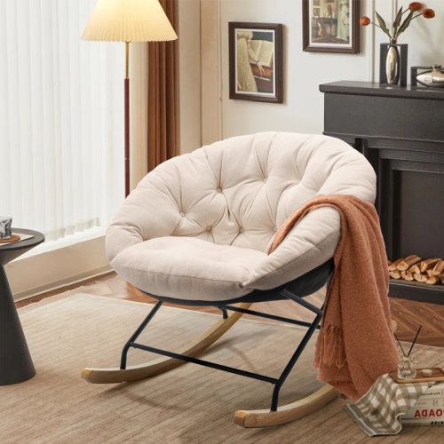 George Oliver Upholstered Rocking Papasan Chair with Solid Wood Leg & Reviews | Wayfair