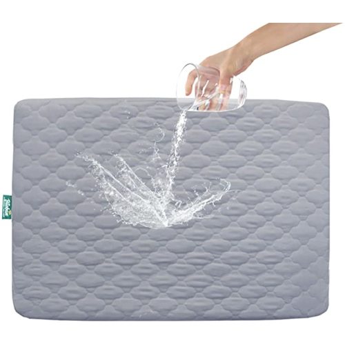 Pack and Play Sheets Quilted, Waterproof Pack and Play Mattress Pad/Protector Compatible with Graco Pack n Play & Baby Trend & Dream On Me & Pamo Babe, Playard Sheets 39" X 27" for Baby Mini Crib - Gray - Pack and Play/Playard (Pack of 1)