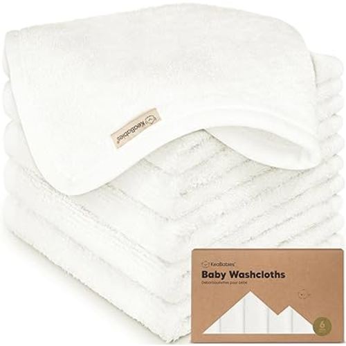 6-Pack Baby Washcloths - Soft Viscose from Bamboo Washcloth, Baby Wash Cloths for Newborn, Kids, Bath Baby Towels, Face Towel, Face Cloths for Washing Face (White)