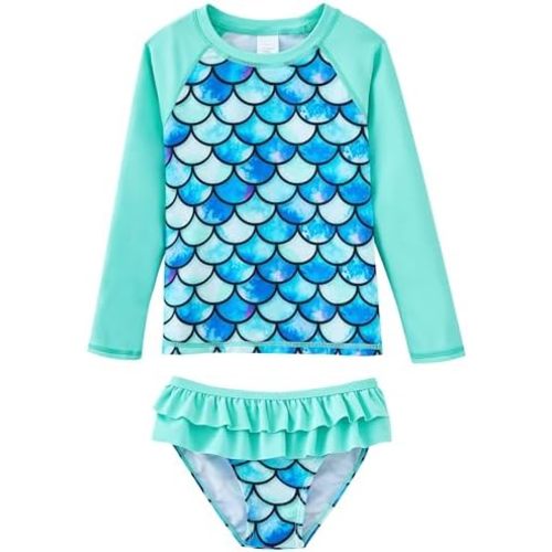 UMELOK Toddler and Little Girls Rash Guard Sets with Bikini Bottoms Swimwear