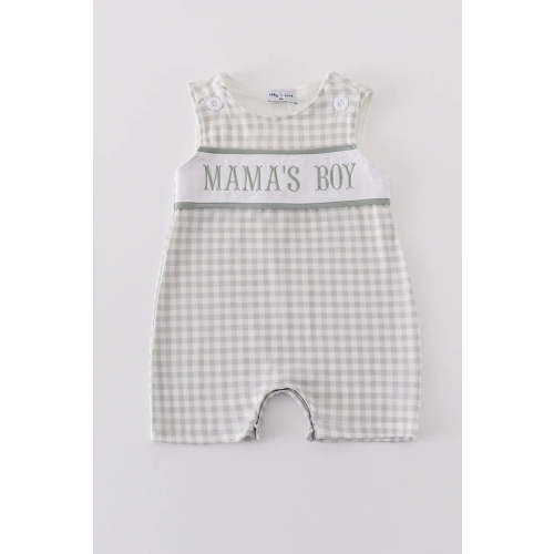 Mama’s Boy Gingham Jon Jon - Gray/Green
