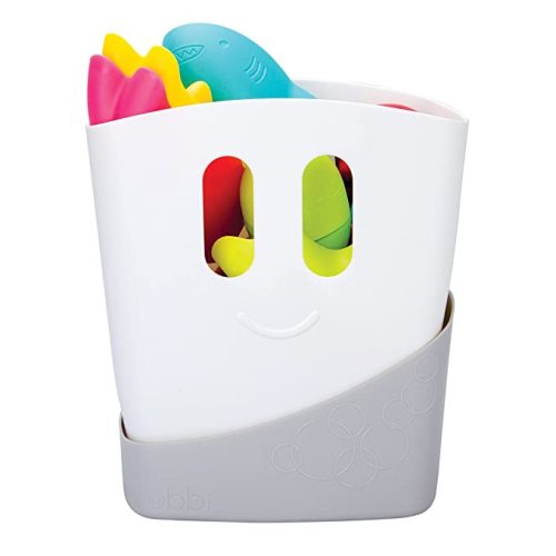 Ubbi Freestanding Bath Toy Organizer Bath Caddy with Removable Drying Rack Bin and Scoop for Toddlers and Baby, Gray - Gray Drying Bin