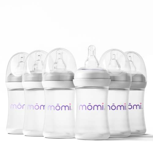 6pk mōmi breast-like bottle set, 4oz gray