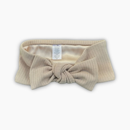 Aarin & Co. Satin Lined Bow Headband - Oat, 0-6 M
