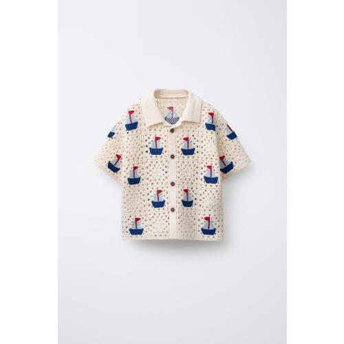 CROCHET BOAT KNIT SHIRT - Ecru | ZARA United States