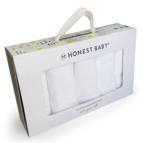 10-Pack Organic Cotton Baby-Terry Wash Cloths, Bright White | Honest Baby Clothing