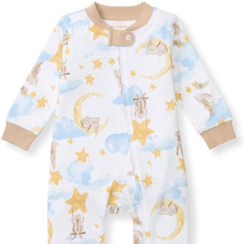 Burt's Bees Baby Boys' Sleep & Play PJs, 100% Organic Cotton One-Piece Zip Front Jumpsuit, Baby Boys Footie Pajamas & PJs