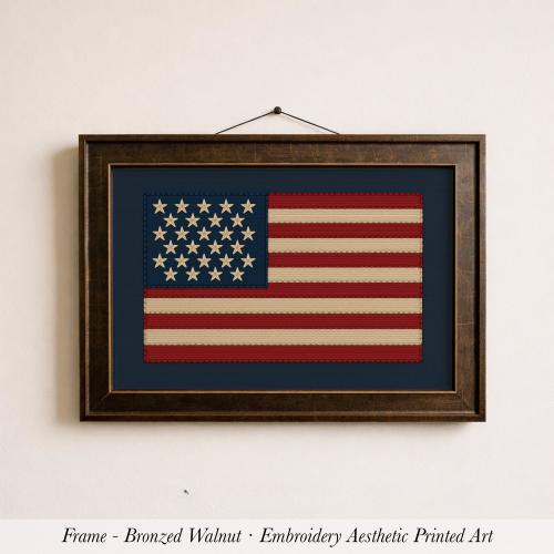 American Flag Print and Frame - Signature framed print (walnut finish), Size 16x20