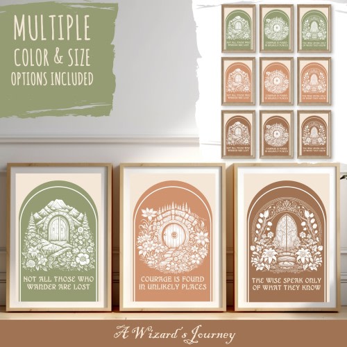 Tolkien Inspired Set of 3 Bundle, Minimal Fantasy Gallery Wall, Gaming Room Art, Multiple Colors Sizes, Boho Chic Art Prints, Decor, DnD art