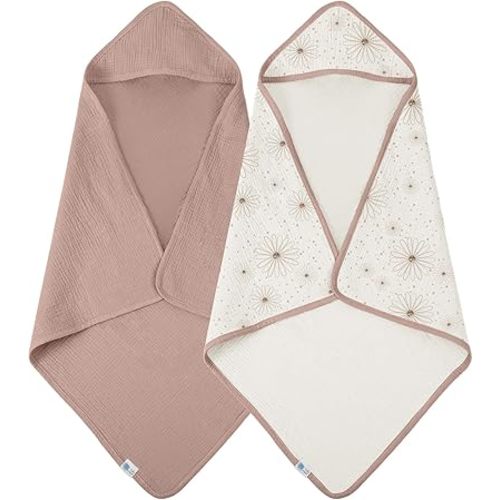 lulumoon Muslin Baby Hooded Towels: Soft Absorbent Bath Towels for Newborns
