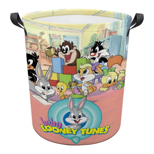 Baby Looney Tunes Laundry Hamper Storage Basket Toys Clothes Organizer Bin For Home Bathroom Bedroom Dorm Nursery 13.4 x 16.5 inches