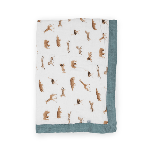 Organic Cotton Muslin Baby Quilt - Animal Crackers