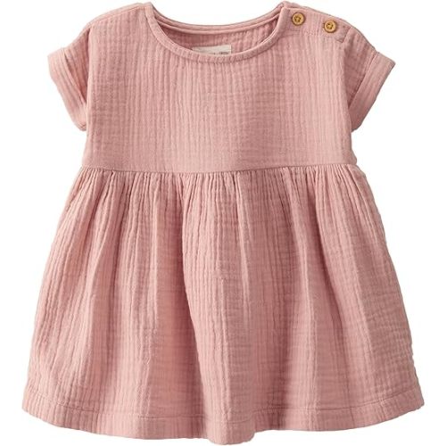 little planet by carter's baby-girls Baby & Toddler Girls' Organic Cotton Dress, Dusty Rose, 6M