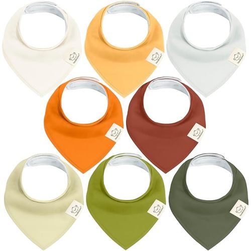 KeaBabies 8-Pack Organic Baby Bandana Drool Bibs for Boys Girls - Soft Cotton Drooling & Teething Bibs for Infants, Toddlers, Super Absorbent Cotton Bandana Bibs for Baby Boy & Girl, Unisex (Sahara)