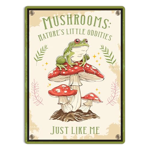 TracyArt Frog Mushroom Decor Poster - Mushroom Kitchen Decor, Frog Decor