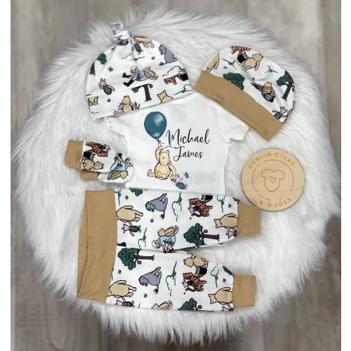 Classic Winnie Pooh Boys Coming Home Outfit, Personalized