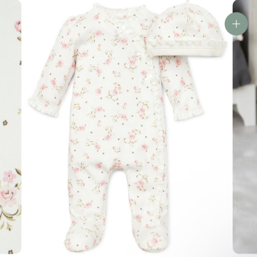 Vintage Rose Footed One-Piece And Hat