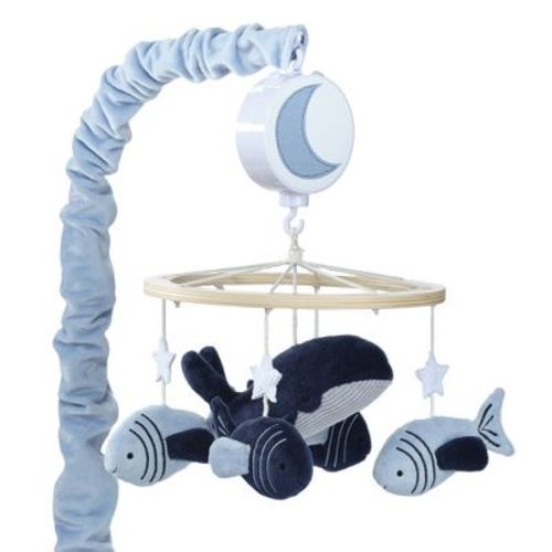 Lambs & Ivy Bubbles & Squirt Whale/fish Musical Baby Crib Mobile Soother Toy
