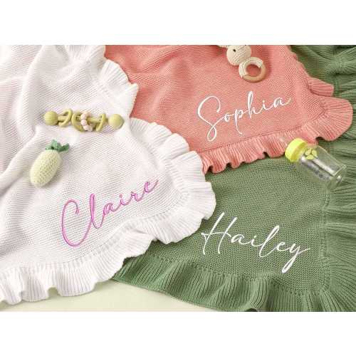 Personalized embroidered baby blanket,Custom baby name blanket,Newborn Baby gift,Soft cotton knitted baby blanket,Baby Gift,Baby shower gift
