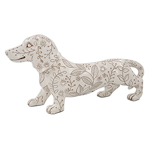 SIMON'S SHOP 11'' Dachshund Statue, White Wiener Dog Sculpture, Standing Puppy Figurine Decor for Dog Lovers