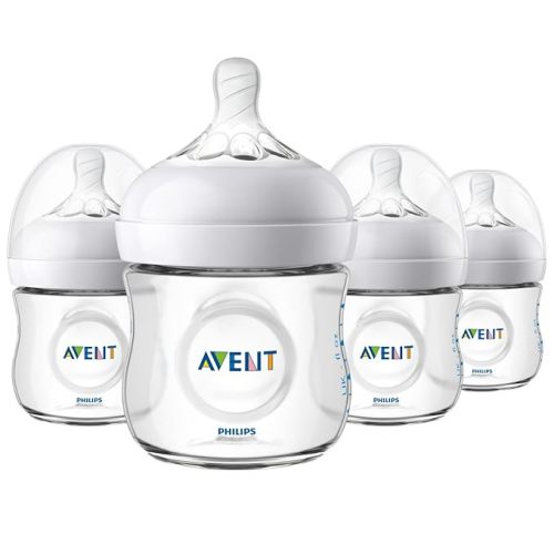 Philips Avent Natural Baby Bottle, Clear, 4 Oz, 4 Pack, SCF010/47