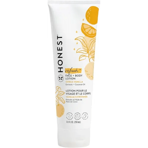 The Honest Company Hydrating Face + Body Lotion | Fast Absorbing, Naturally Derived, Hypoallergenic | Citrus Vanilla Refresh, 8.5 fl oz