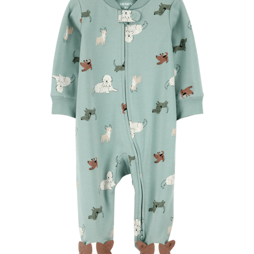 Green Baby Boy Dog Print 2-Way Zip Cotton Sleeper | Carter’s Oshkosh Canada
