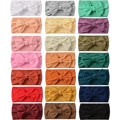 Prohouse 21PCS Baby Nylon Headbands Hairbands Hair Bow Elastics for Baby Girls Newborn Infant Toddlers Kids
