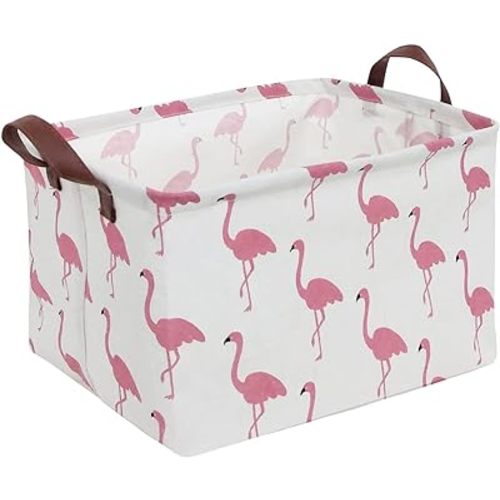 CLOCOR Rectangular Storage Bin,Waterproof Gift Baskets,Room Decor (Flamingo)