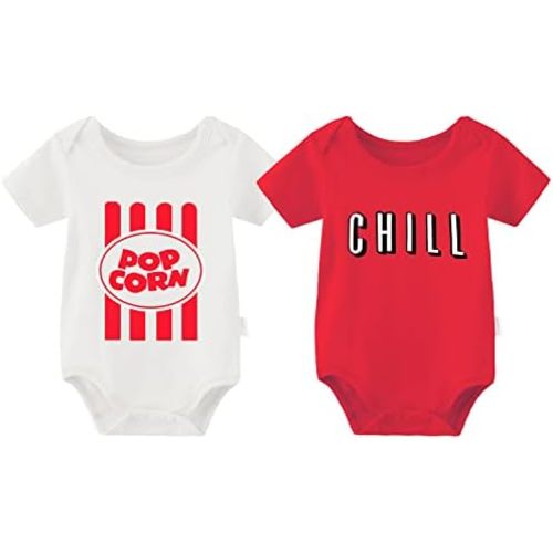 YSCULBUTOL Baby Twins Bodysuit Ketchup Mustard Funny Baby Twins Outfits Baby Girl Short Sleeve Set