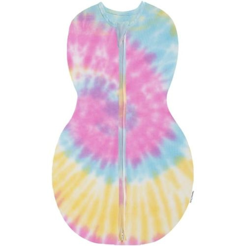 Happiest Baby Sleepea 5-Second Swaddle - 100% Organic Cotton Baby Swaddle Blanket - Doctor Designed Promotes Healthy Hip Development (Tie Dye Rainbow, Large)