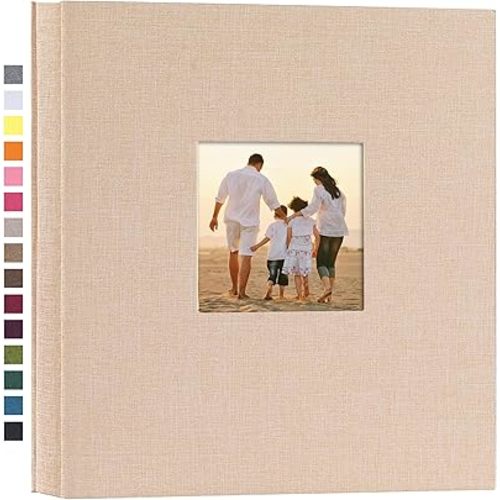 Photo Album 4x6 Pictures, 1000 Pockets, Linen Cover, Beige