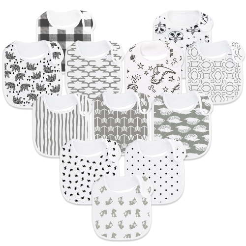 Benoxine Baby Bibs Organic Cotton Soft and Absorbent for Baby Boys Girls Newborn Unisex 12 Pack